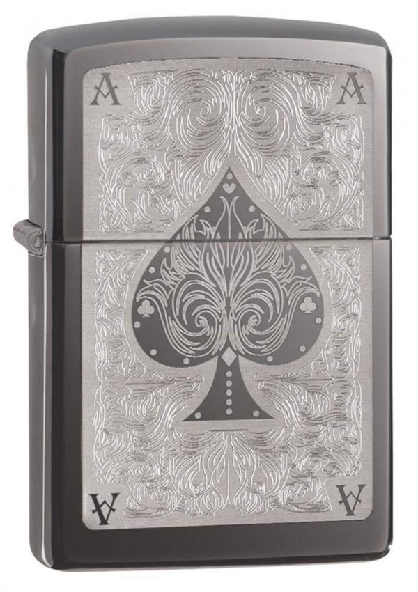 Zippo 28323 Windproof Lighter Ace Filagree, Black Ice Finish