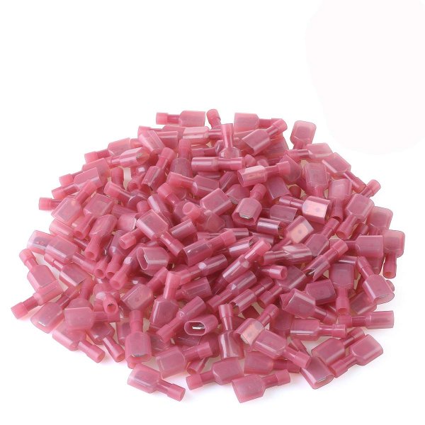 100 Pcs XHF Red Nylon Male Spade Connectors 22-16 AWG Quick Disconnect Wire Terminals Insulated Wire Crimp Connectors