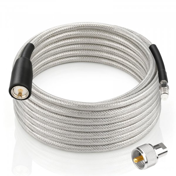 CB Coax Cable 18ft, CB Radio Antenna Cable RG8X Coaxial Cable with with Waterproof Boot, PL-259 Male to FME Female/ PL259 Male Connector, Low Loss for HAM Radio, VHF Radio, Marine Antenna, SWR Meter