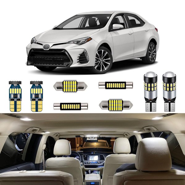 AUTOGINE 6 Piece White Interior LED Lights Kit for Toyota Corolla 2013 2014 2015 2016 2017 2018 2019 2020 2021 2022 Super Bright 6000K LED Interior Light Bulbs Package + Install Tool