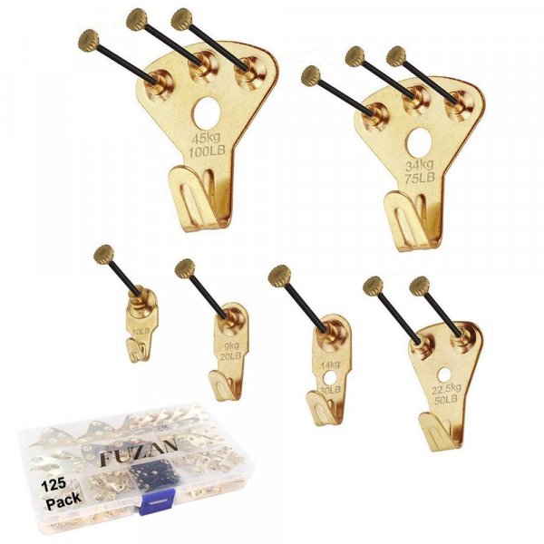 125 Pcs Heavy Duty Picture Hanging Kit With Nails for Wooden/Drywall - Professional Hangers for Canvas, Office Pictures, Clock, House Decoration - Holds 10-100 lbs