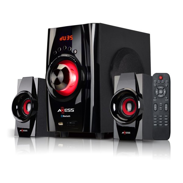 Axess MSBT3901BL Bluetooth Mini System 2.1 Channel Home Theater Speaker Sys Blue