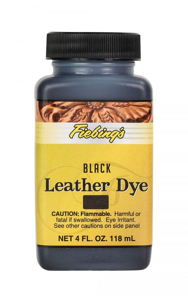 Fiebing's Leather Dye 4oz Black - Alcohol Based penetrating & Permanent Leather dye