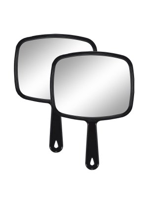 Gladmart Hand Mirror Salon Barber Hairdressing Handheld Mirror with Handle(Square,Black,7.4 x 10.3 inches,Pack of 2), Black&black