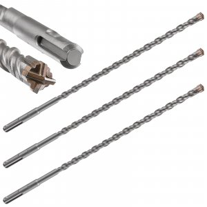 Wensilon Concrete Drill Bit Lengthening 3pcs 3/8" X 12"-10" Cross-Type Double Thread Carbide Material Suitable for Brick, Cement Walls, Stone, Extra Long Hammer Drill Bits