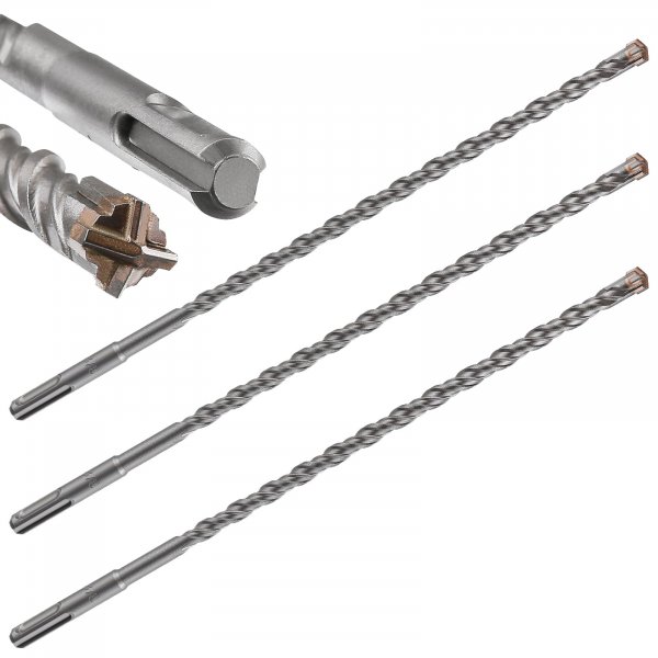 Wensilon Concrete Drill Bit Lengthening 3pcs 3/8" X 12"-10" Cross-Type Double Thread Carbide Material Suitable for Brick, Cement Walls, Stone, Extra Long Hammer Drill Bits