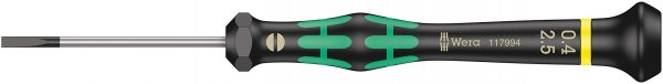 Wera 05117994001 Kraftform Micro 2035 Slotted Electronics Precision Screwdriver, 2.5mm Head, 50mm Blade Length