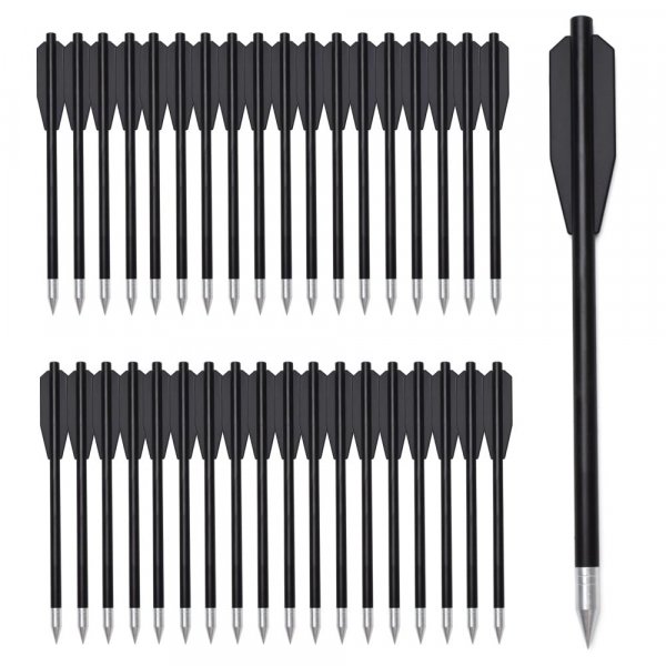 60PCS 6.3 Inch 50-80LB Mini Archery Crossbow Bolts Set with Sharp Metal Tip, Reusable Durable Arrow Dart for Shooting Target Practice, Small Hunting Game, Outdoor Fishing