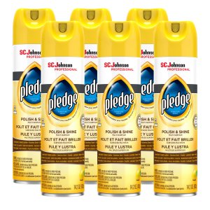 SC Johnson Professional Pledge Polish and Shine for Wood Furniture and More, Lemon Scent, 14.2 Fl Oz, Pack of 6