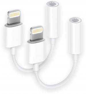 [Apple MFi Certified] 2 Pack Lightning to 3.5 mm Headphone Jack Adapter, iPhone Aux Adapter Converter Dongle Audio Cable Compatible with iPhone 14 13 12 11 X XS 8 7
