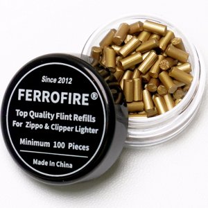 FERROFIRE 100-Pack Premium Replacement Flints Compatible with Zippo Clipper Lighters | Long-Lasting Ferrocerium Flint Stone for Fast Ignition & Consistent Sparks