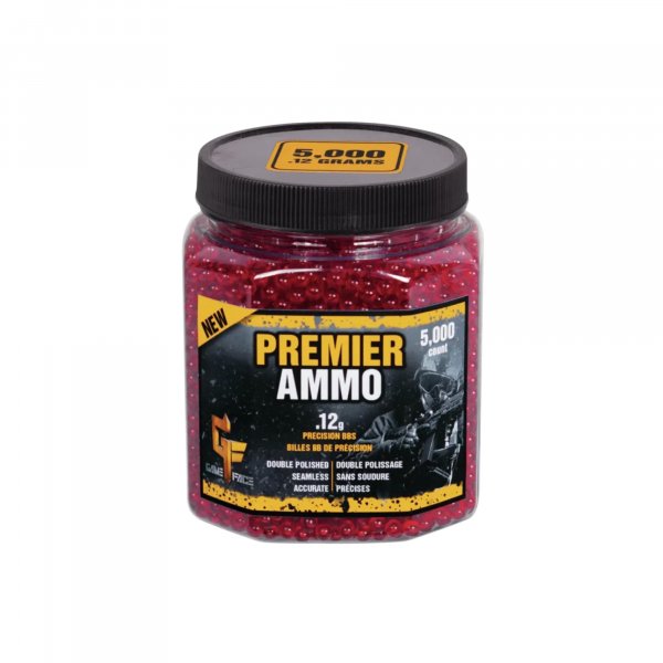 Game Face Premier .12-Gram 6mm Red Airsoft BBS for Spring and Electric Guns - 5000 Count Screw-Top Jar - Red