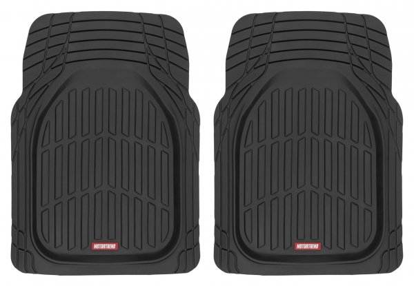 Motor Trend -2 Piece Front Car Floor Mats- Black FlexTough Contour Liners-Deep Dish Heavy Duty Rubber Floor Mats for Car SUV Truck & Van-All Weather Protection, Universal Trim to Fit