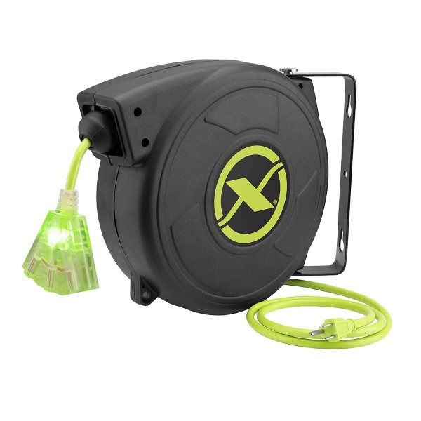 Flexzilla FZ8140503 Extension Cord Reel 50' 14/3 AWG Grounded Triple Tap Outlet