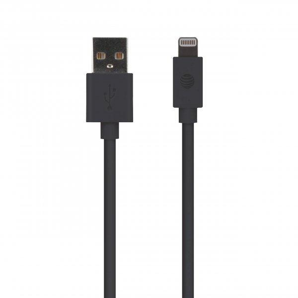 AT&T  PVLC1-BLK 4-Foot PVC Charge and Sync Lightning Cable (Black)