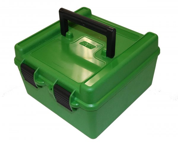 MTM R100MAG10 Deluxe Ammo Box 100 Rounds  .223/10.7565 Ultra Mag (Green)