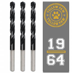 19/64 Inch Drill Bit (3 Pack) Industrial Grade M35 Cobalt Titanium Aluminum Nitrite - 19/64" Diameter & Total Length of 4-1/4" with Working Length of 2-3/4" Easily Drill Into Metal, Steel, & Aluminum