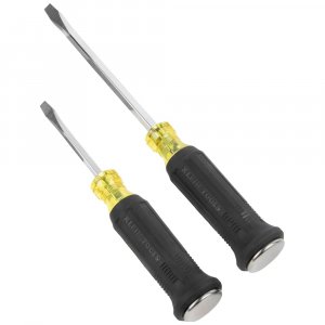 Klein Tools 85442DD Screwdriver Set, Demolition Screwdriver, 1/4-Inch and 5/16-Inch Keystone Tips with Metal Strike Cap, 2-Piece