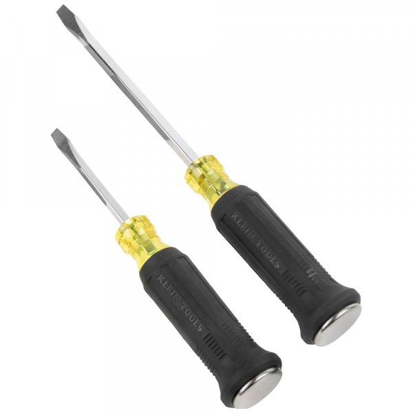 Klein Tools 85442DD Screwdriver Set, Demolition Screwdriver, 1/4-Inch and 5/16-Inch Keystone Tips with Metal Strike Cap, 2-Piece