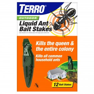 TERRO Outdoor Liquid Ant Bait Stakes, 12-Pack, Ready-to-Use Ant Killer Trap