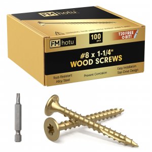 #8 x 1-1/4” Deck Screws, 100Pcs Star Drive Wood Screws