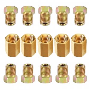 MuHize 15PCS 1/4 Brake Line Union Fittings Assortment 7/16-24 Threads