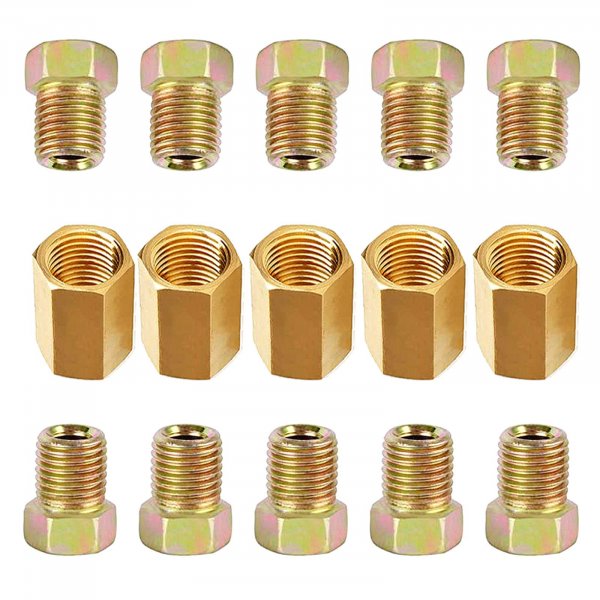 MuHize 15PCS 1/4 Brake Line Union Fittings Assortment 7/16-24 Threads