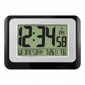 La Crosse Technology W88631 Digital Atomic Clock with Temperature - Black/Silver