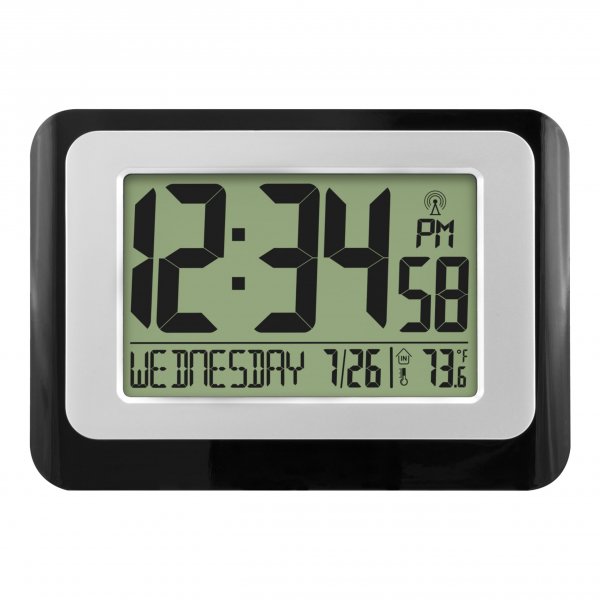 La Crosse Technology W88631 Digital Atomic Clock with Temperature - Black/Silver