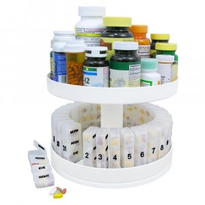 North American Health Care Pill Organizer 31 pill holders Rotates 360 degrees