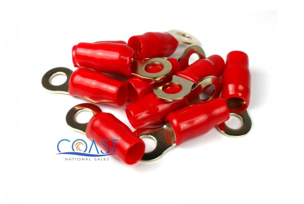 XSCORPION RT4R Ring Terminal 4ga. Gold Finish  Red (10 pack)