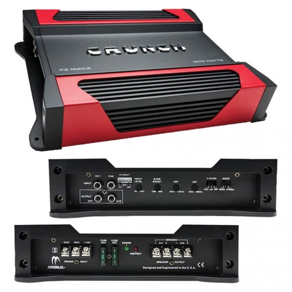 Crunch PZ15202 Powerzone 2 X 375 @ 4Â  Ohms 2 X 750 @ 2 Ohms Car Amplifier