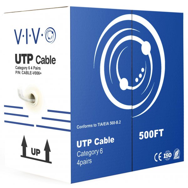 VIVO Gray 500ft Bulk Cat6 Ethernet Cable Wire, CABLE-V006