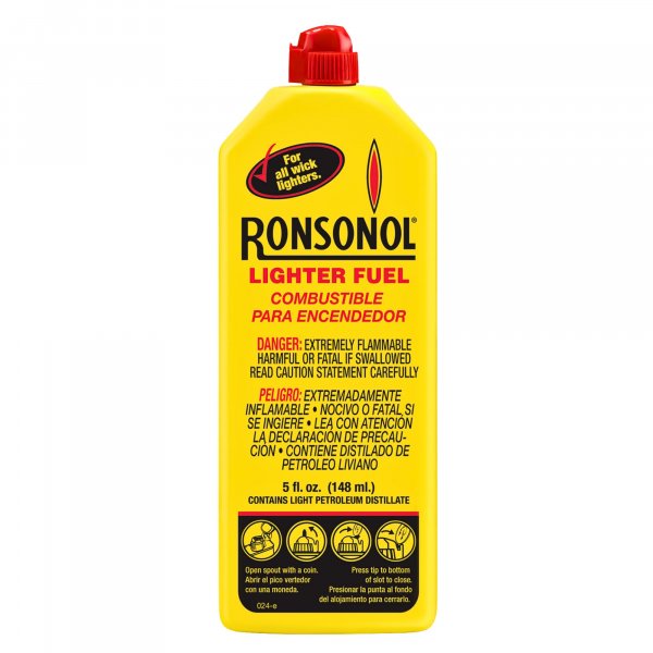 Ronson Lighter Fuel 5 fl oz – Lighter Fluid Refill for Wick Lighters, Clean-Burning Fuel for Refillable Lighters, Outdoor, Camping & Everyday Use, Precision Pour Spout