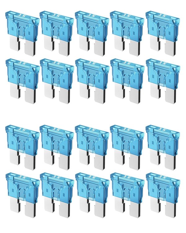 Riseuvo 20pcs 15A Standard Car Fuses - 15 AMP Automotive Fuses(ATO/APR/ATS), 32V (12/24V) Blade Fuse for RV/Truck/SUV