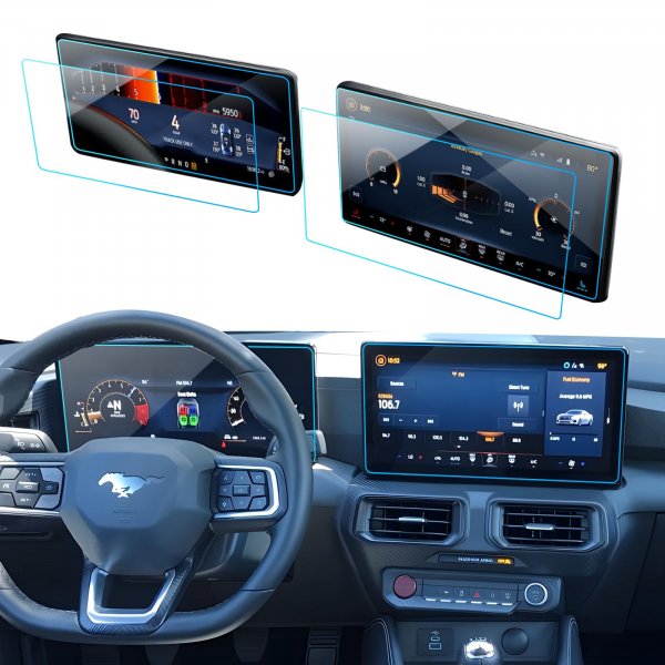 LANTU for Mustang GT Screen Protector 2024 2025 2026 Ford Mustang EcoBoost & GT Accessories Navigation Nano Touchscreen Protector Film HD Clear Anti-Glare 13.2"+12.4''-4 Pack