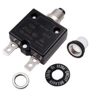 smseace 10Amp Electric Button Breaker 125/250VAC,Thermal Overload Protector L1 Series with Manual Reset, Waterproof Button Cap L1-10A