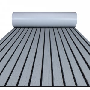 FOCEAN Boat Flooring EVA Foam Boat Decking Faux Teak Marine Flooring Marine Mat Sheet for Motorboat RV Yacht Kayak Surfboard, 94.5''x 47.2'', Grey with Black Lines