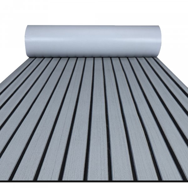 FOCEAN Boat Flooring EVA Foam Boat Decking Faux Teak Marine Flooring Marine Mat Sheet for Motorboat RV Yacht Kayak Surfboard, 94.5''x 47.2'', Grey with Black Lines