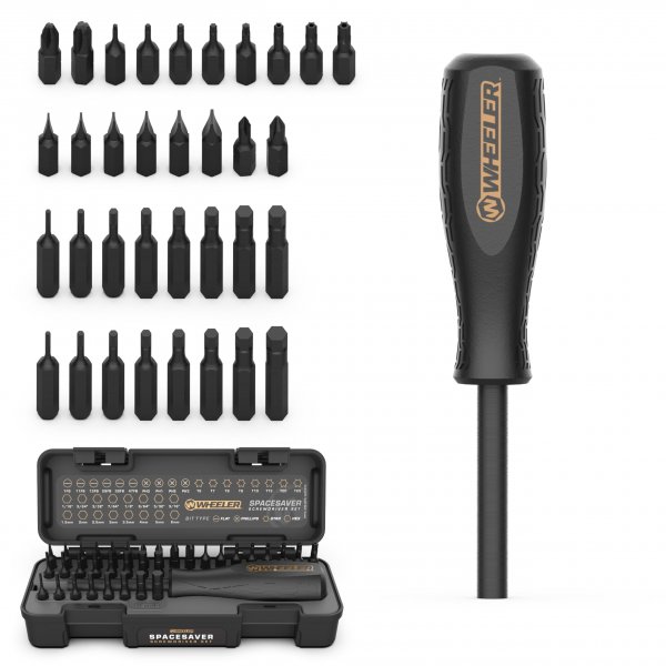 Wheeler Space Saver Screwdriver Set with Magnetic Screwdriver Handle, Bit Assortment and Storage Case for Maintenance