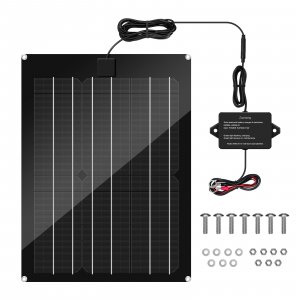 Solar Battery Charger Maintainer, Zuomeng 15W Solar Panel Kit for Dump Trailer Built-in Maintenance Pulse & Intelligent MPPT Charge Controller, Waterproof, Suitable for 12V Lead-Acid Battery