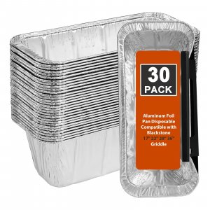 Whaleme Grease Cup Liners Compatible with Blackstone Griddle 5017 - Griddle Accessories, Disposable Grill Tray, Aluminum Foil Drip Pan Grease Catcher Cup Liner for 17, 22, 28, 36 Inch (30 Pack)