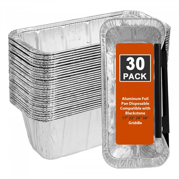 Whaleme Grease Cup Liners Compatible with Blackstone Griddle 5017 - Griddle Accessories, Disposable Grill Tray, Aluminum Foil Drip Pan Grease Catcher Cup Liner for 17, 22, 28, 36 Inch (30 Pack)
