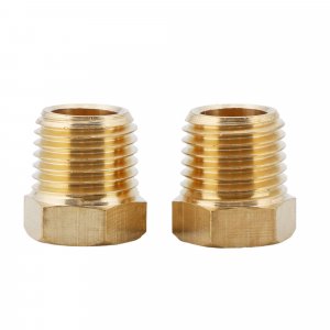 U.S. Solid 2pcs Brass Reducer Hex Bushing Brass Threaded Pipe Fitting (1/4" NPT Male x 1/8" NPT Female)