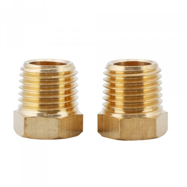 U.S. Solid 2pcs Brass Reducer Hex Bushing Brass Threaded Pipe Fitting (1/4" NPT Male x 1/8" NPT Female)