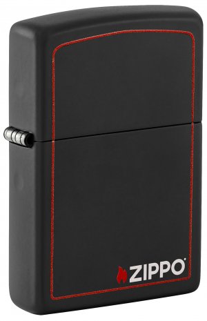 Zippo 218ZB Windproof Lighter Black Matte with Logo & Red Border