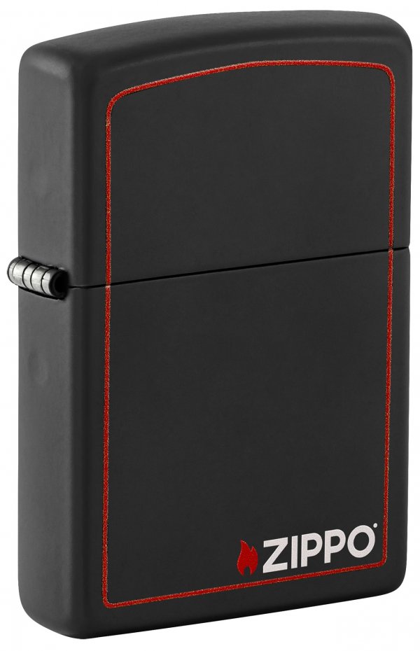Zippo 218ZB Windproof Lighter Black Matte with Logo & Red Border