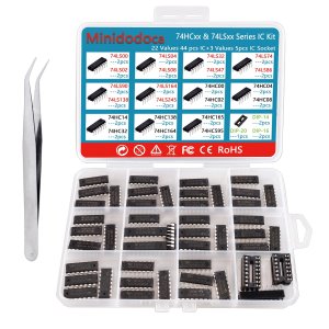 49Pcs 25 Types 74HCxx and 74LSxx Series Logic IC Assortment Kit & Socket,Minidodoca Logic IC Series Shift Output Registers、Transceiver、Decade Counters、Multiplexer/Decoders、Hex Inverters IC chip