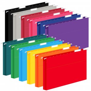 12 Pack Hanging File Folders, Letter Size with 1/5-Cut Adjustable Tabs, 12 Selected Color - File Folder Organizer for Filing Cabinet Office Home, Designed for Bulky Files, Medical Charts
