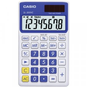 Casio SL300VCBESIH Solar Wallet Calculator with 8-Digit Display (Blue)